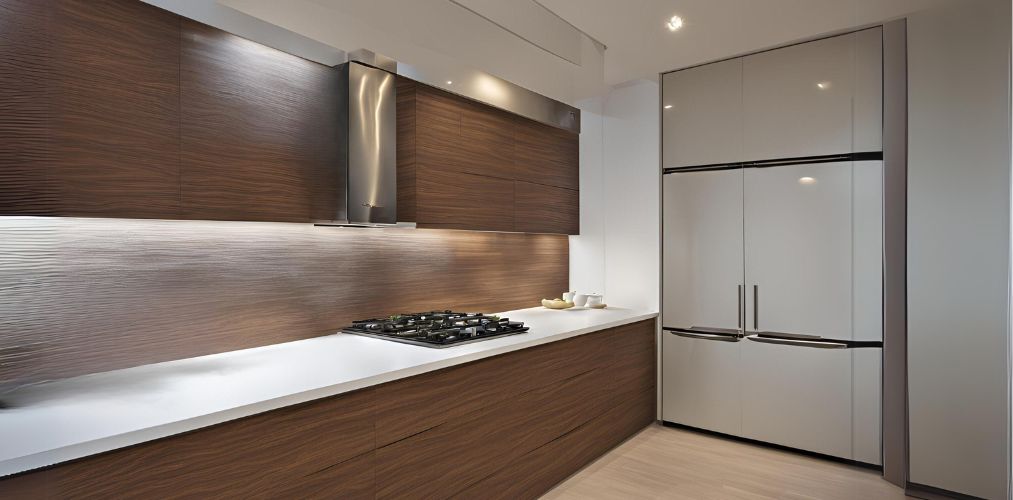 Straight wooden kitchen with white countertop - Beautiful Homes