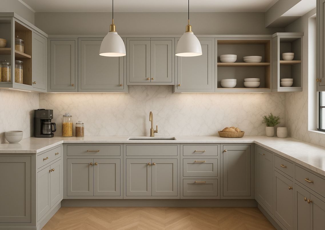 Modern kitchen with brick walls and matte cabinets - Beautiful Homes