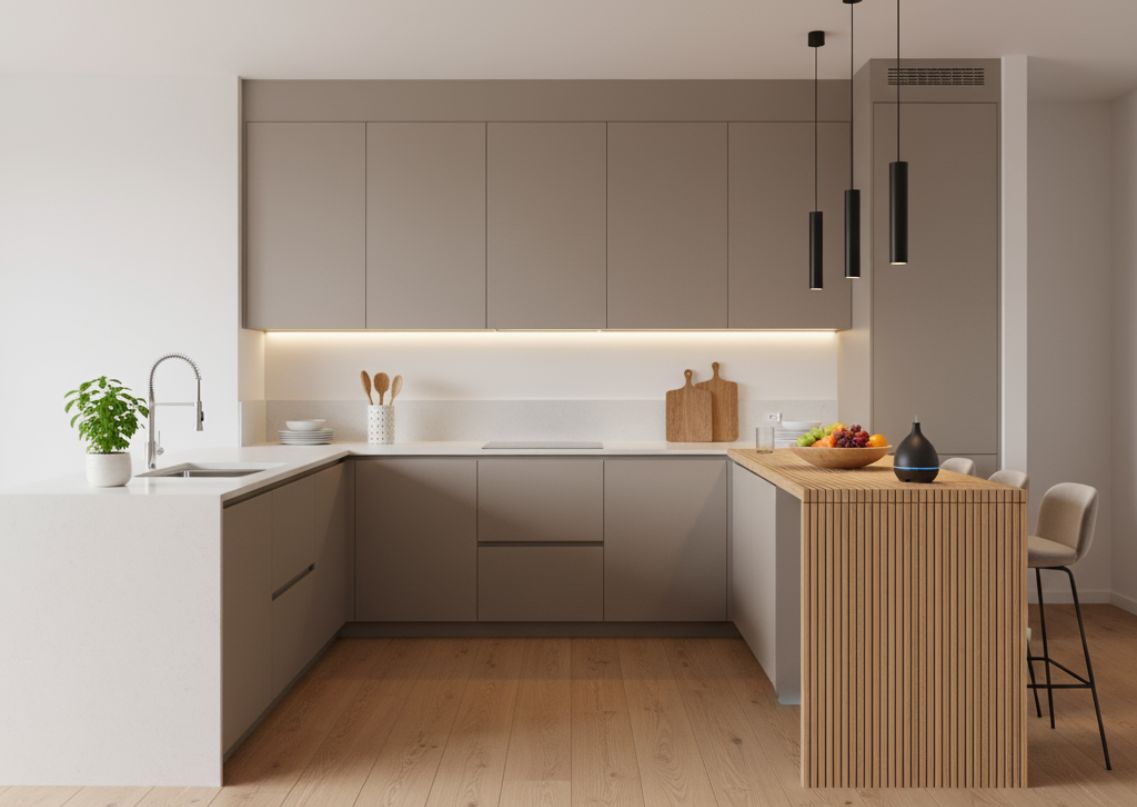 Stylish kitchen with wooden countertop and pendant lighting - Beautiful Homes