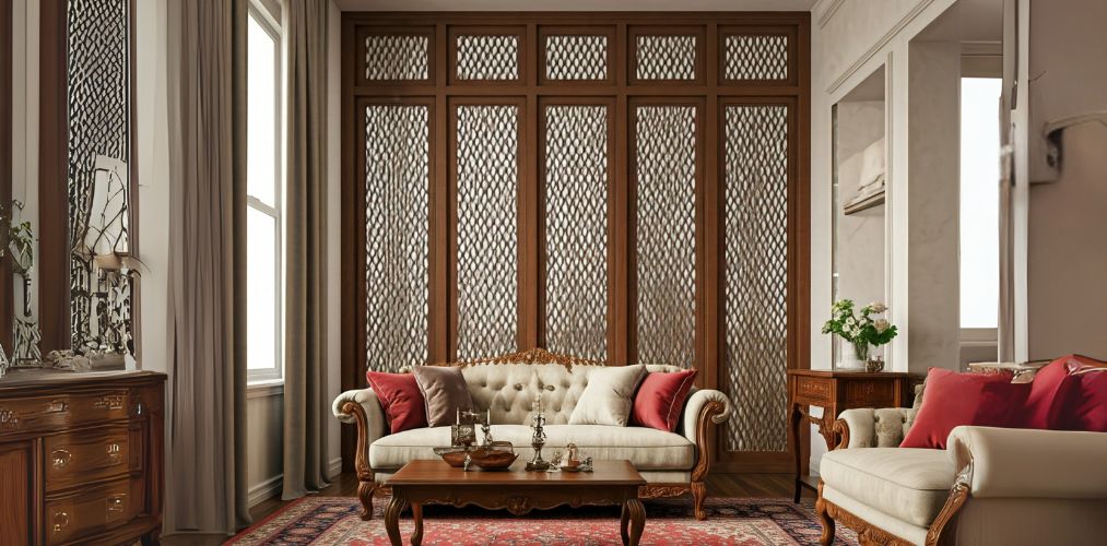 Traditional wooden lattice divider in a classic living room - Beautiful Homes