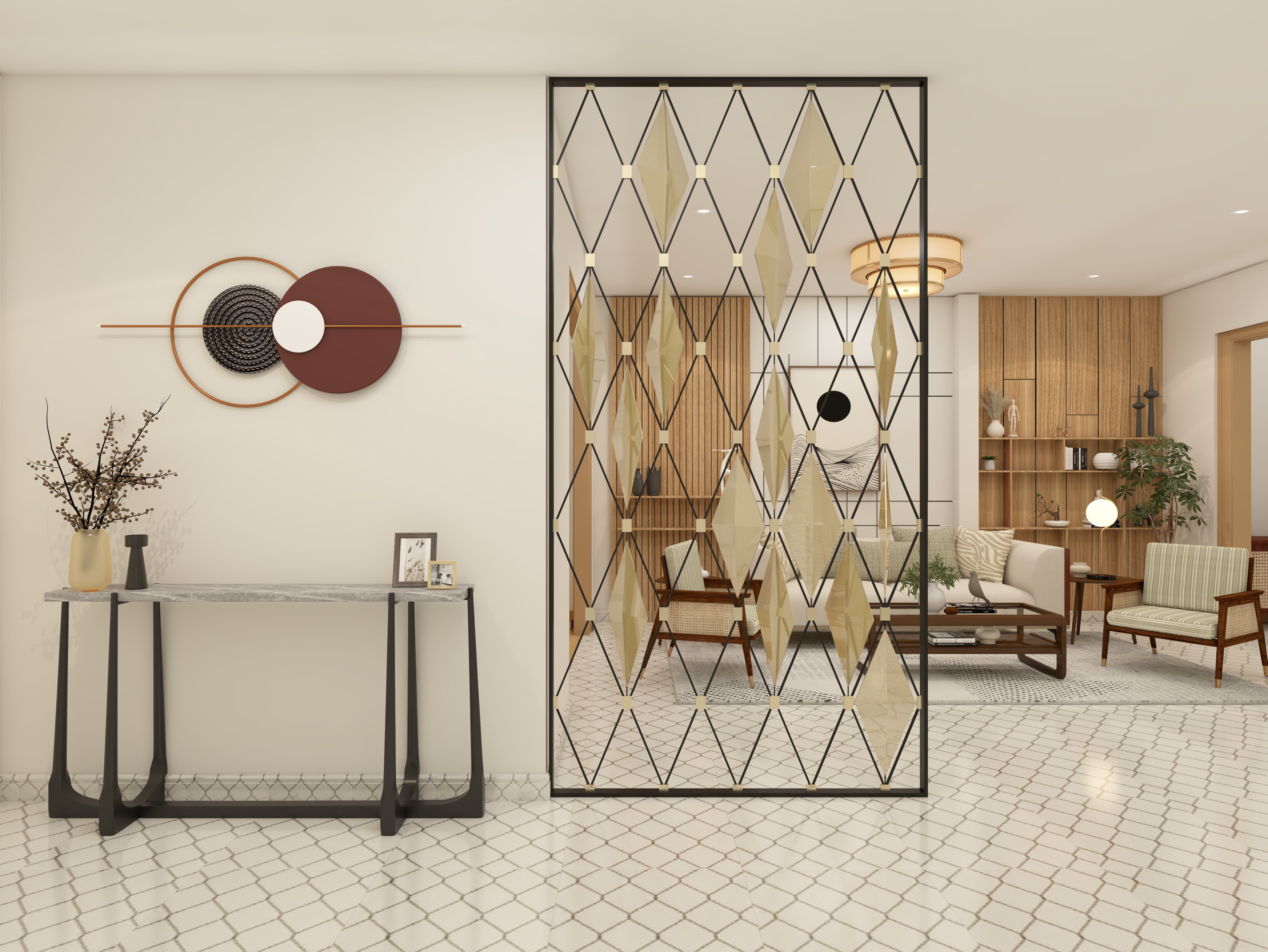 Geometric modern partition with semi-glazing - Beautiful Homes