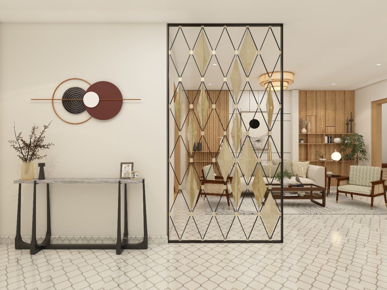 Geometric modern partition with semi-glazing - Beautiful Homes