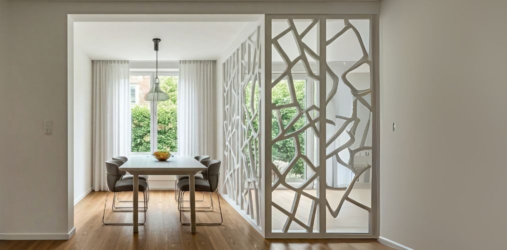 Abstract white partition with geometric pattern design - Beautiful Homes