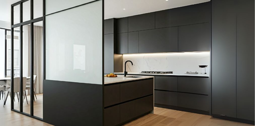 Modern black partition with white lacquered glass - Beautiful Homes