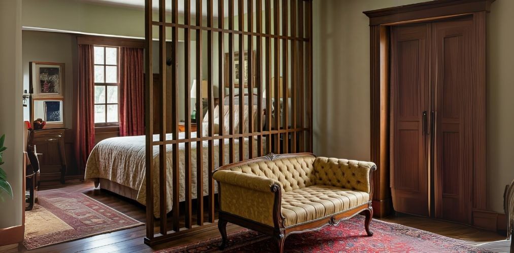 Rustic wooden partition in bedroom - Beautiful Homes