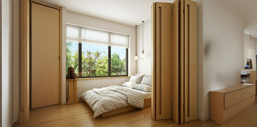 Simple wooden foldable partition design for bedroom - Beautiful Homes