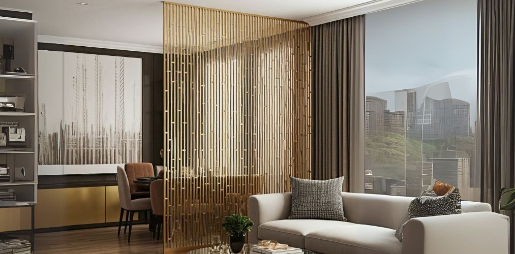 Sleek metal partition in gold finish - Beautiful Homes