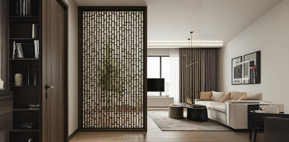 decorative wooden partition in living room design - Beautiful Homes