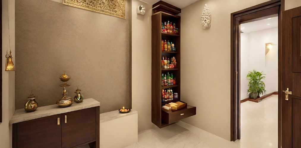 Small puja room with cabinet storage-Beautiful Homes