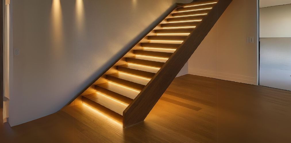 Cantilever wooden staircase with in-built lighting - Beautiful Homes