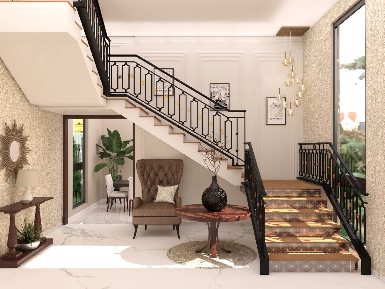 Modern classical staircase with iron railing - Beautiful Homes