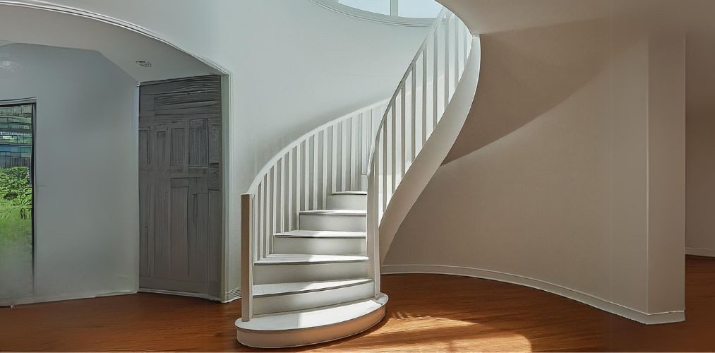 White spiral staircase with railing - Beautiful Homes