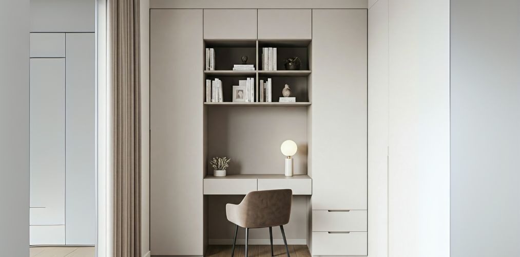 Minimalist study room with shelves and lighting - Beautiful Homes