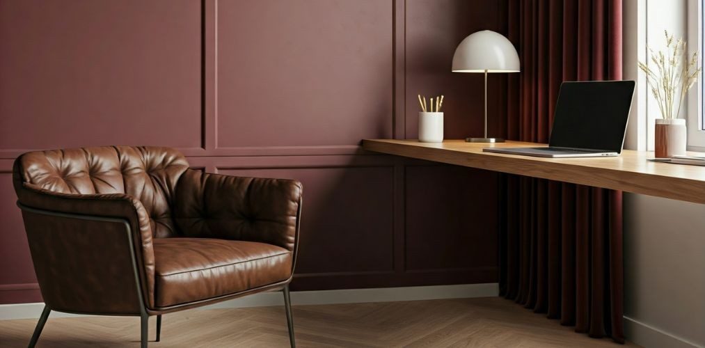 Study room with wooden table and leather chair - Beautiful Homes