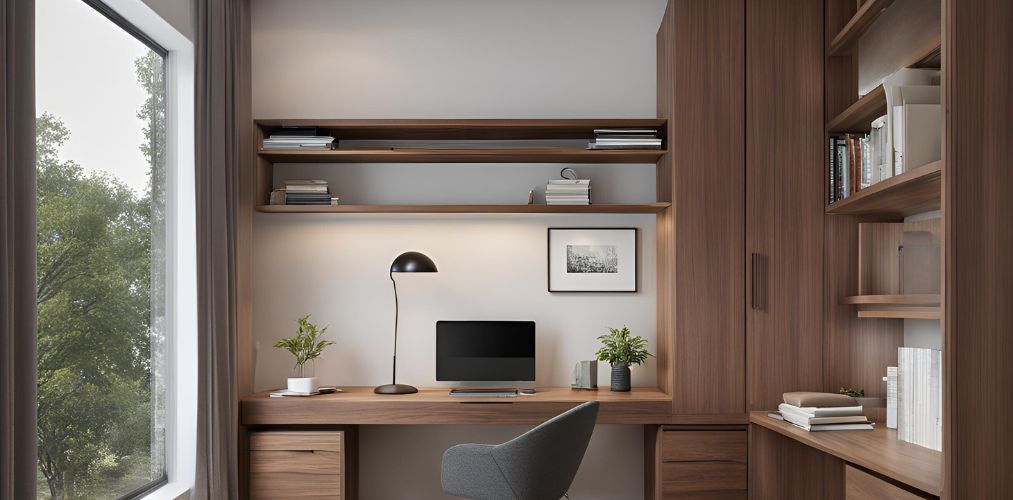 Contemporary study room with walnut wood table - Beautiful Homes