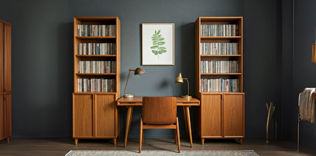 Study room with wooden table and wall cabinets - Beautiful Homes