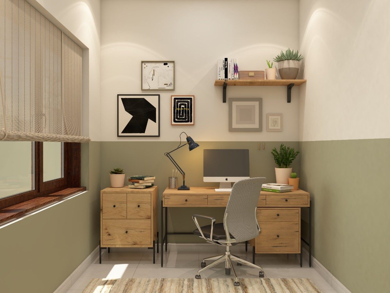 Modern study room with wooden table - Beautiful Homes