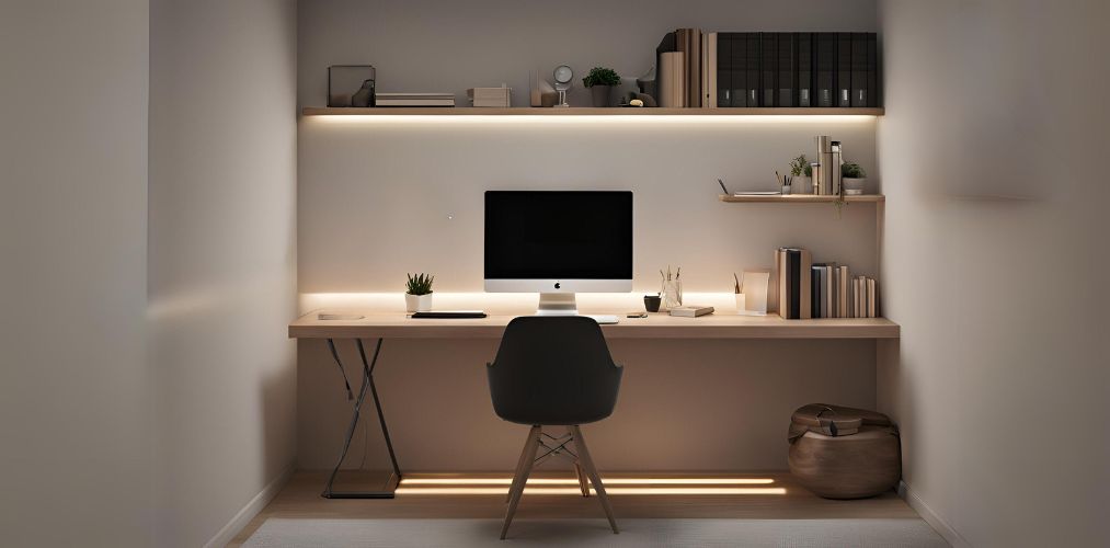 Minimal study room with strip lights - Beautiful Homes