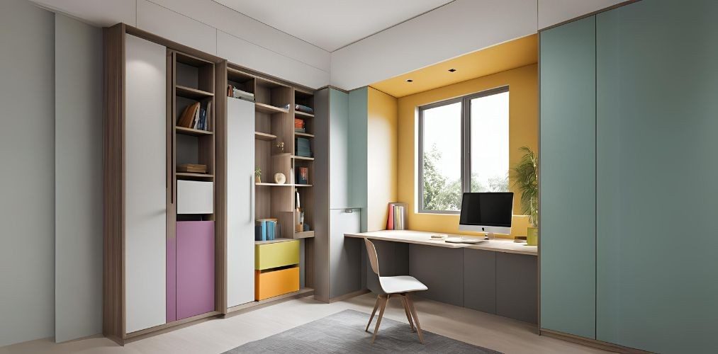 Minimalist study room with colourful interiors - Beautiful Homes