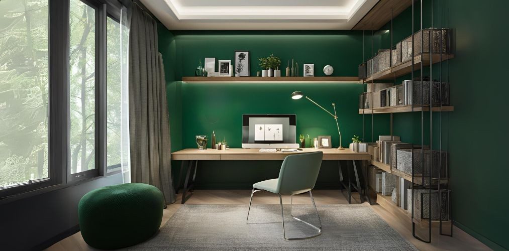 Modern study room with green wall - Beautiful Homes