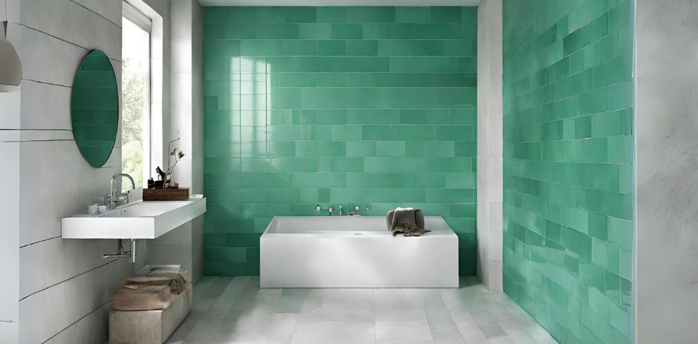Aqua green bathroom wall tiles - Beautiful Homes