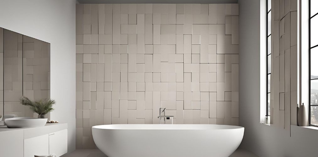 Beige square tiles for a minimalistic bathroom - Beautiful Homes