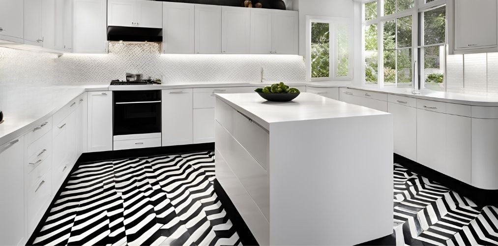 Black and white kitchen floor tile design - Beautiful Homes