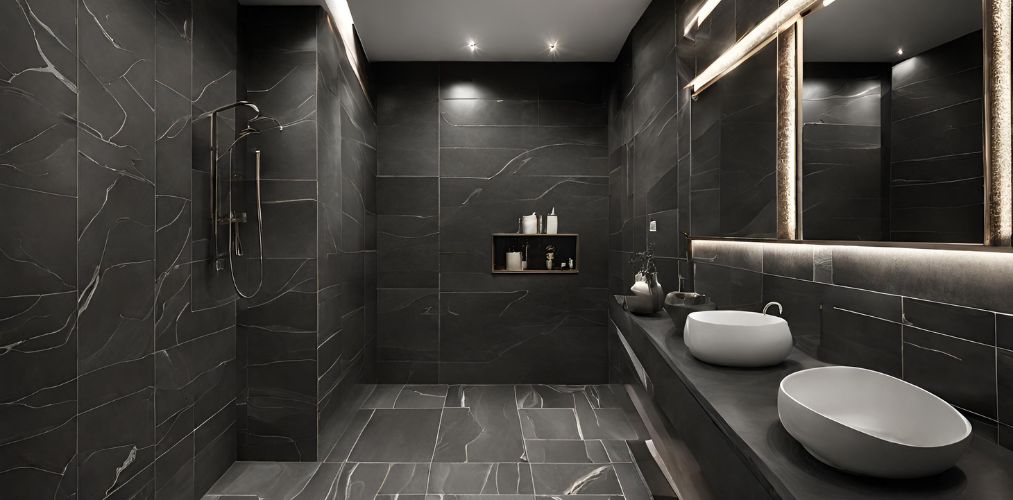 Black porcelain tiles for bathroom - Beautiful Homes