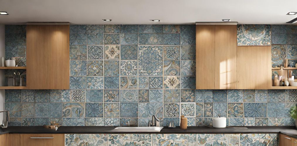 Blue Moroccan square backsplash tiles for kitchen - Beautiful Homes