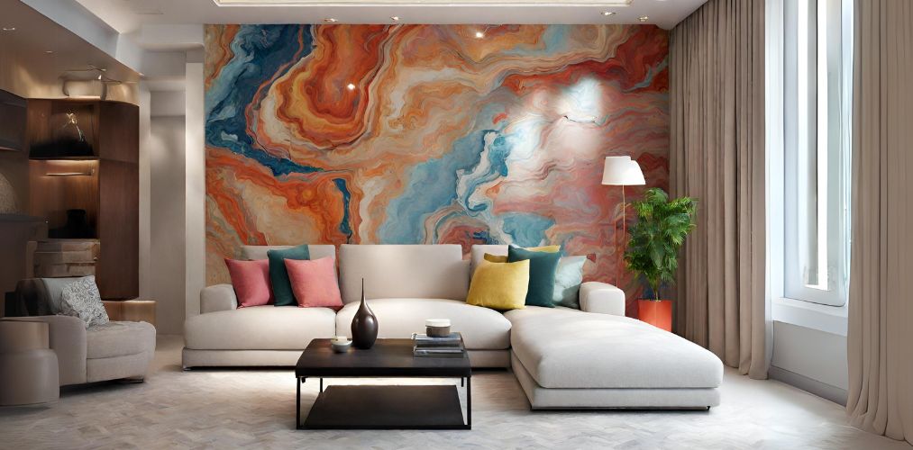 Colourful marble wall tiles for living room - Beautiful Homes