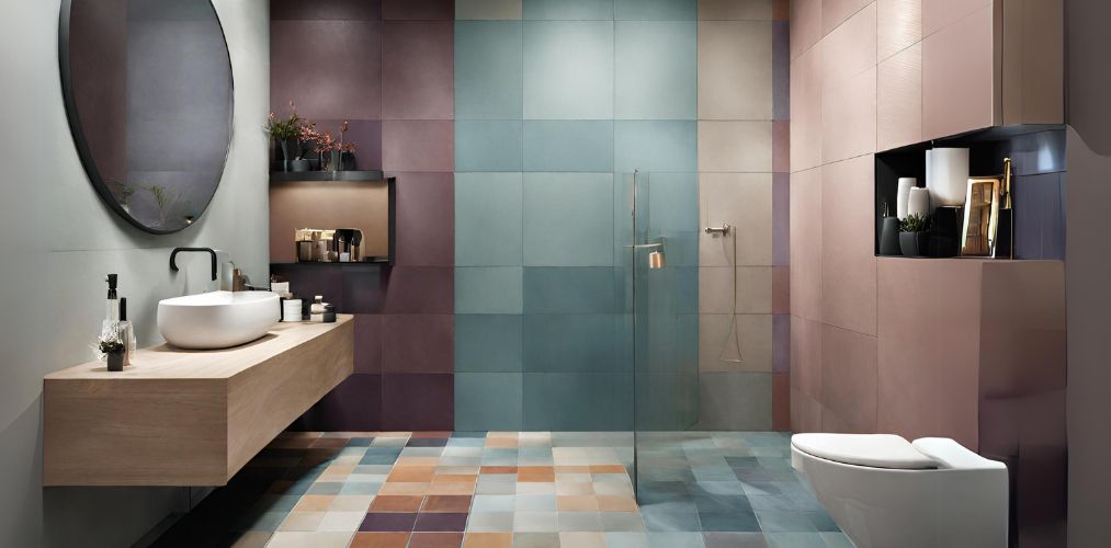 Contemporary multi-coloured ceramic tiles for bathroom - Beautiful Homes