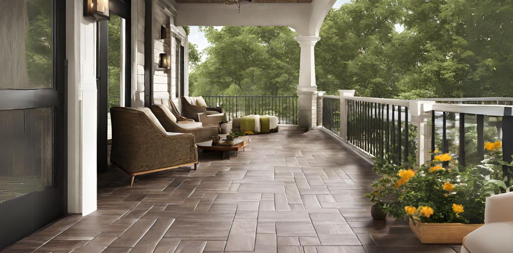 Interlock tiles design for outdoor porch - Beautiful Homes