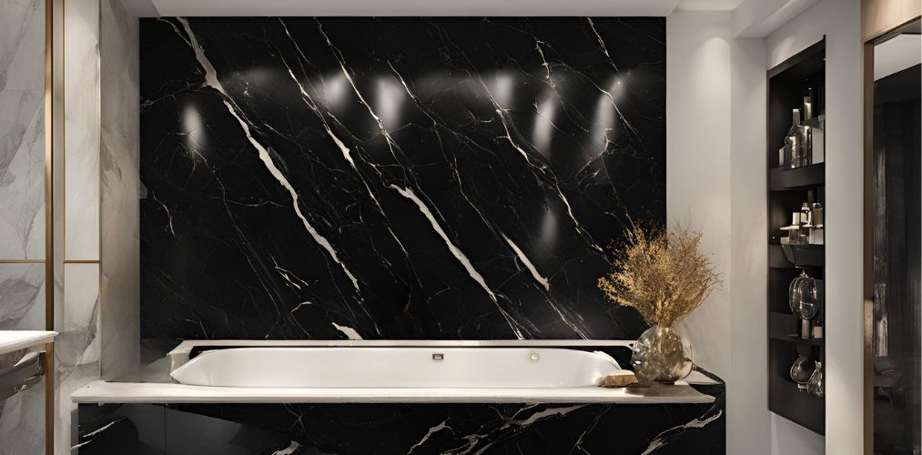 Luxury black marble tiles with high gloss in bathroom - Beautiful Homes