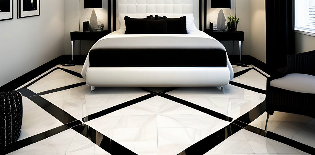 Black and white marble floor tiles for master bedroom-Beautiful Homes