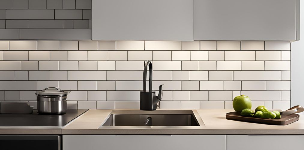 Matt grey tiles for kitchen in brick pattern - Beautiful Homes