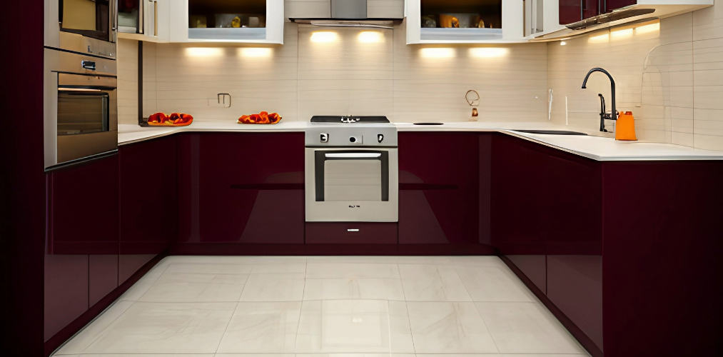 Modern kitchen tiles design with vitrified tiles-Beautiful Homes