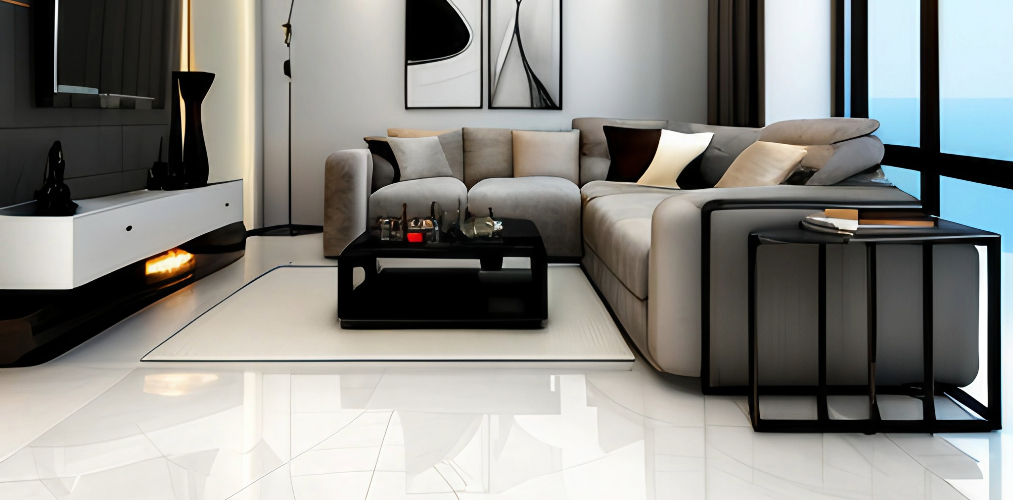 Small living room floor tiles design with marble-Beautiful Homes