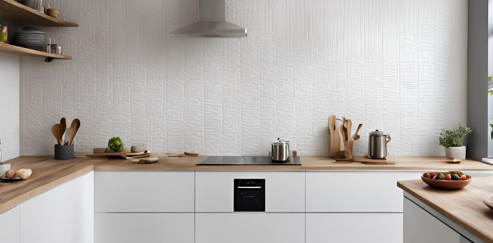 Textured white tiles for kitchen dado - Beautiful Homes