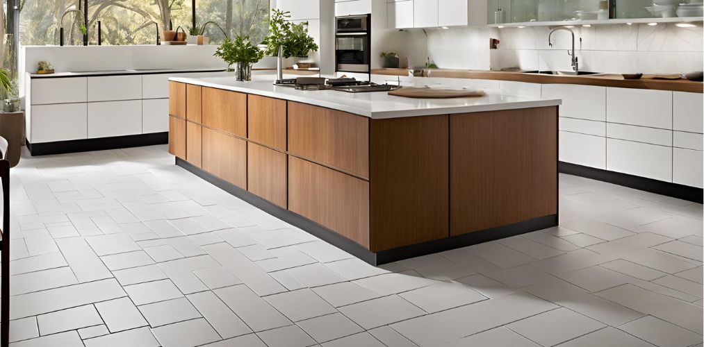 White porcelain rectangular kitchen floor tiles - Beautiful Homes