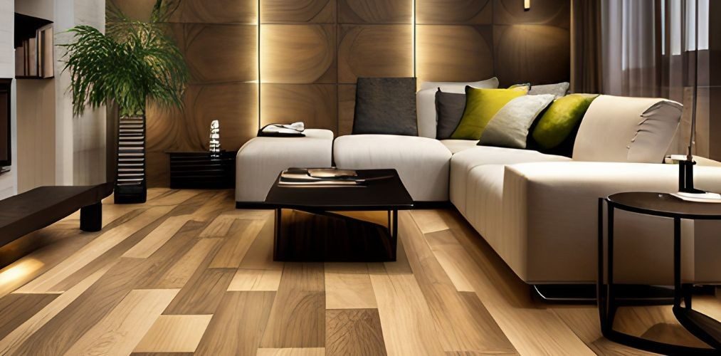 Wood tiles design for living room-Beautiful Homes