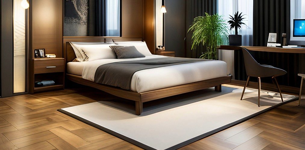 Wooden tiles for bedroom with carpet-Beautiful Homes