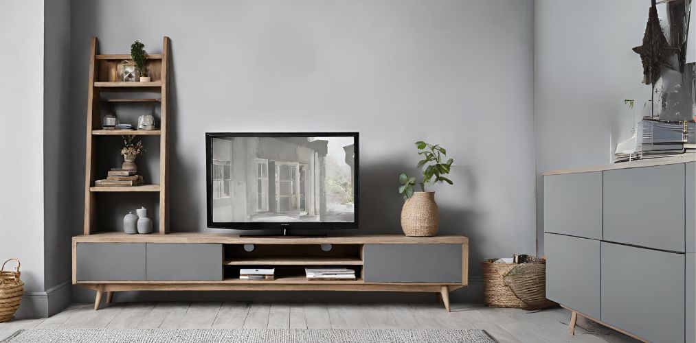 Freestanding TV unit with grey laminate-Beautiful Homes