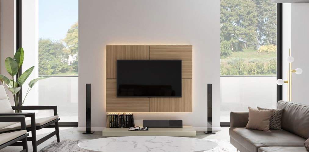 TV unit design with led light-Beautiful Homes