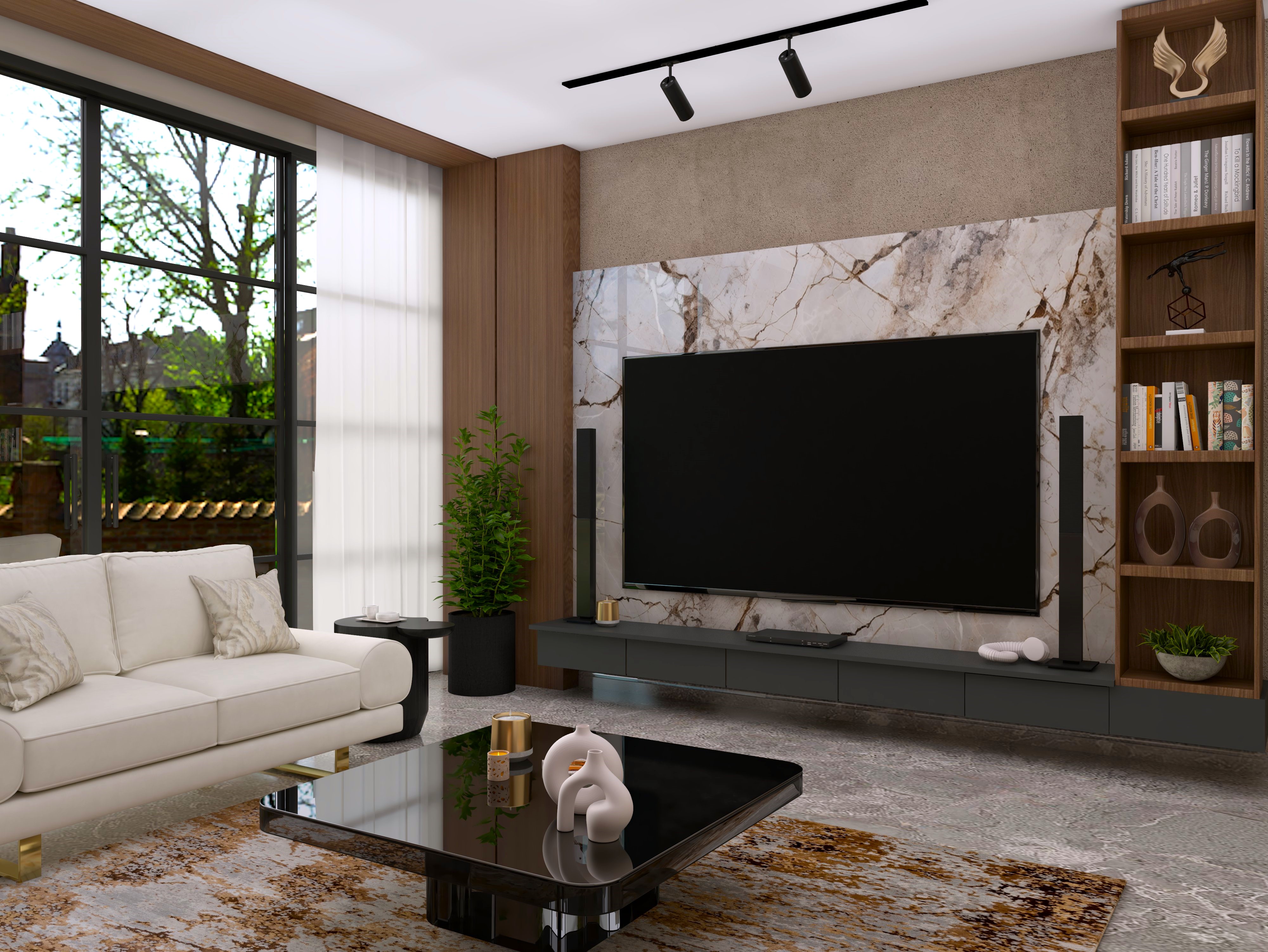 Modern contemporary TV unit with open shelves - Beautiful Homes