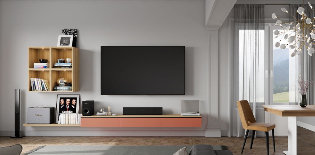 Simple TV unit with drawers and shelves-Beautiful Homes