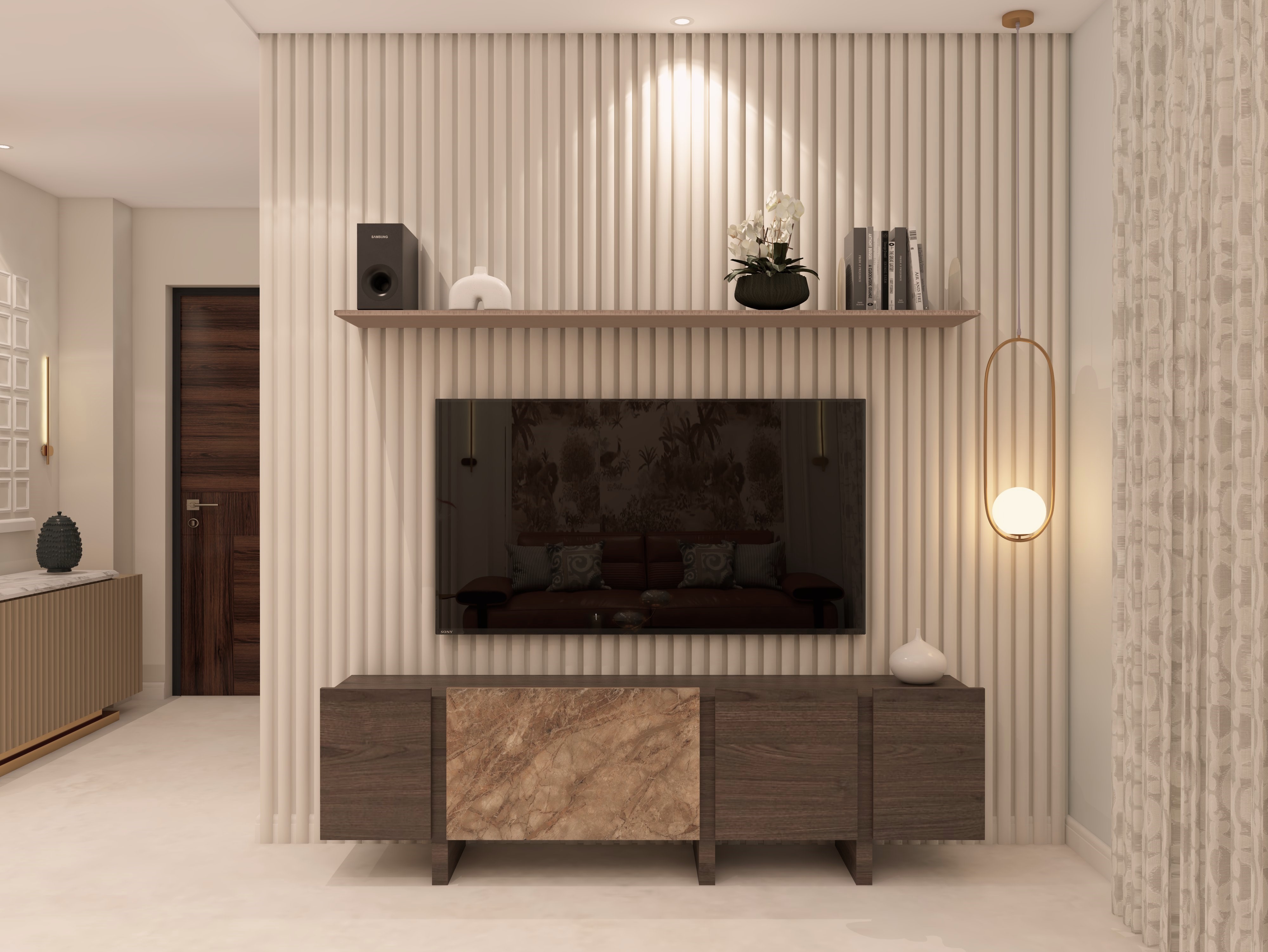Stylish wooden TV unit with wall-mounted design - Beautiful Homes