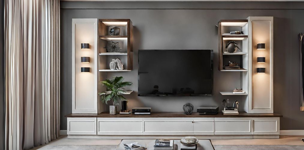 TV unit with wall lights and shelves - Beautiful Homes