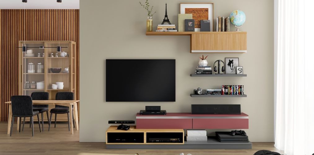 Built-in wall shelves for TV unit-Beautiful Homes