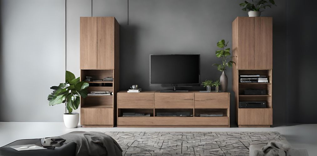 TV unit with wooden closed storage - Beautiful Homes
