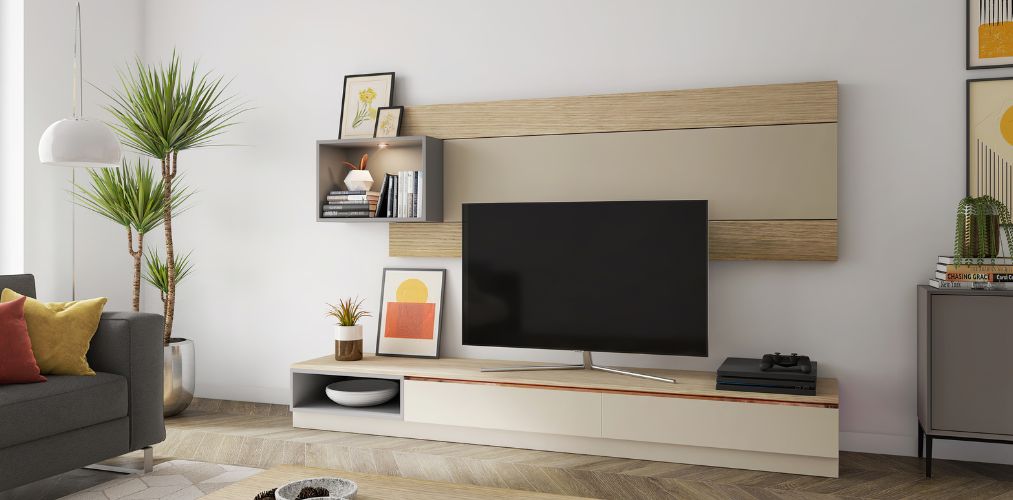 Wooden TV unit design-Beautiful Homes